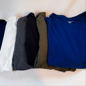 6 Long Sleeve T- Shirts Crew Neck XL Extra LargeBlack White